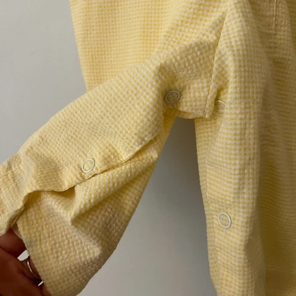 Vintage Yellow Seersucker Puppy Kitten Romper Size 6-9 Months